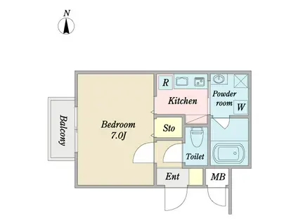 高瀬川ストゥーディオ(1K/2階)の間取り写真