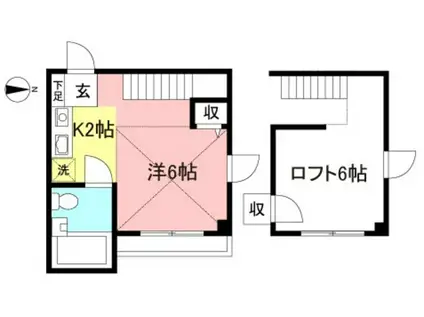 第18ヤオキハイツ(1K/2階)の間取り写真