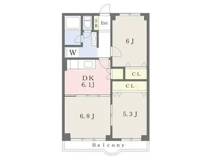 ウイング(3DK/2階)の間取り写真