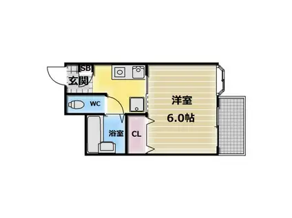 セントラルハイツIII(1K/2階)の間取り写真