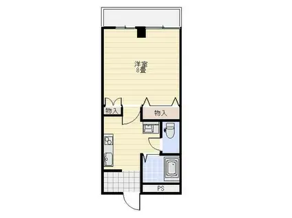 エバーグリーンB(1K/2階)の間取り写真