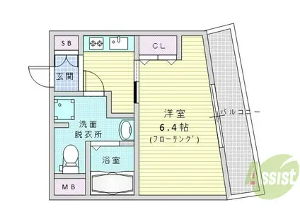 カステル・ルーク千里星ヶ丘(1K/3階)の間取り写真