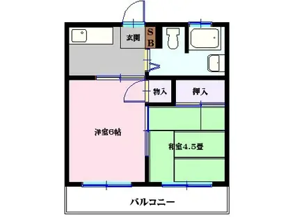 テラス唐沢(2K/3階)の間取り写真