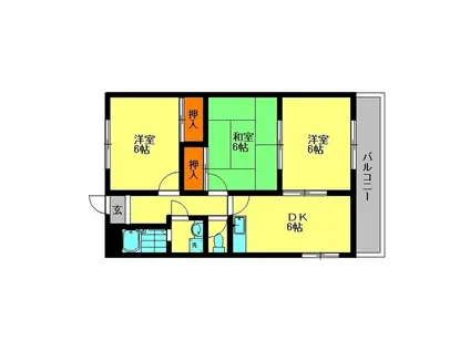 アドバンストラスト26(3DK/1階)の間取り写真