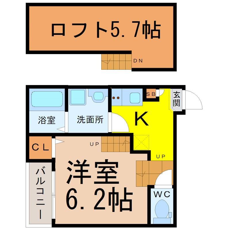 CUORE名古屋(1K/1階)の間取り写真
