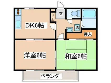 稲荷坂ハイツ(2DK/2階)の間取り写真