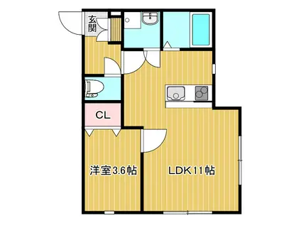 CASALUNA(1LDK/1階)の間取り写真