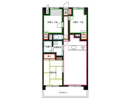 グランディフォーラ(3LDK/2階)の間取り写真