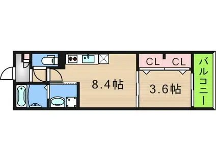 AVENIR住之江(1LDK/2階)の間取り写真