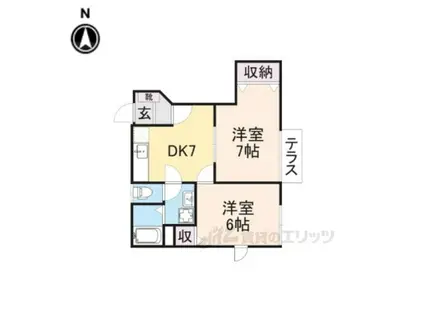 ファミーユ・ドゥ―(2DK/1階)の間取り写真