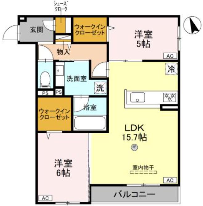ファブール東羽衣(2LDK/2階)の間取り写真
