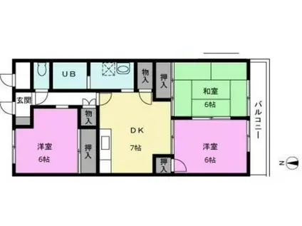 グランドハイム中村(3DK/3階)の間取り写真