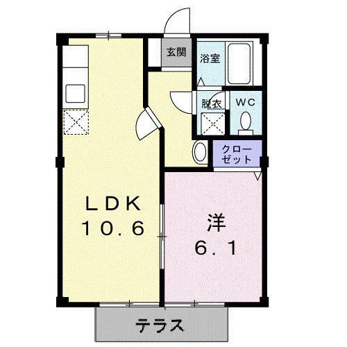ニューシティ大坪(1LDK/1階)の間取り写真