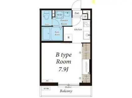 リブリ・グラン 鎌倉玉縄(1K/2階)の間取り写真