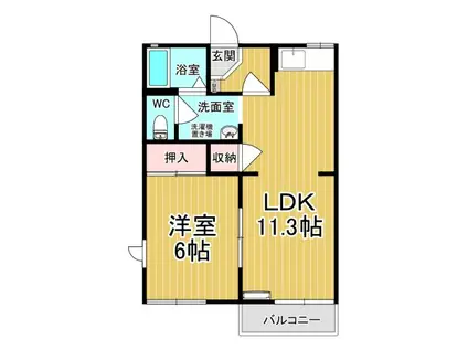 かりんコーポ(1LDK/2階)の間取り写真