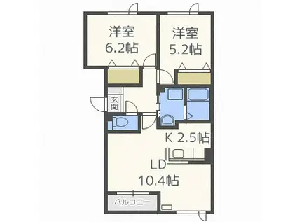 パークサイド西野(2LDK/2階)の間取り写真
