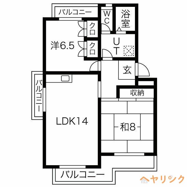 ヒルズ赤池(2LDK/5階)の間取り写真