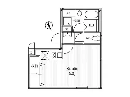 リーガランド中目黒(ワンルーム/4階)の間取り写真