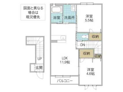ボナール・ディアコート(2LDK/2階)の間取り写真