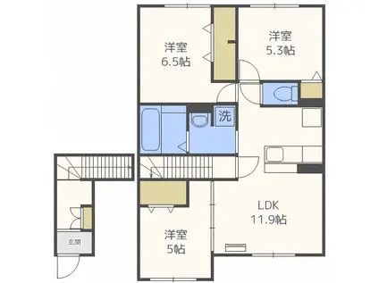 アンソレイエ(3LDK/2階)の間取り写真