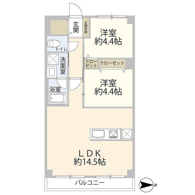 シャルマン東品川(2LDK/7階)の間取り写真