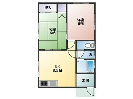 美光ハイツ(2DK/1階)の間取り写真