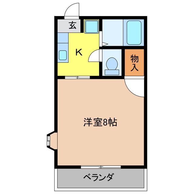 ジュネスアゲハ(1K/2階)の間取り写真