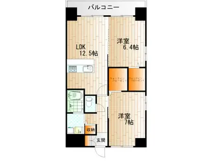 GRAND CHARIOT三萩野 (2LDK/3階)の間取り写真