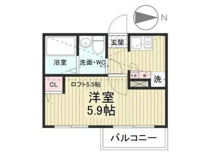 ブルーム浦和元町(1K/3階)の間取り写真