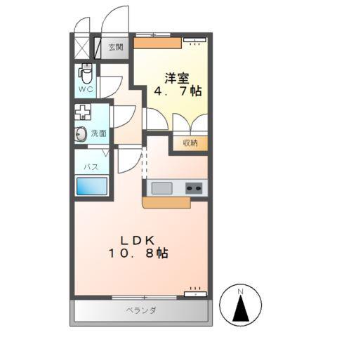 グランドール鹿嶋(1LDK/2階)の間取り写真