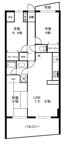 グランディパーク(3LDK/4階)の間取り写真
