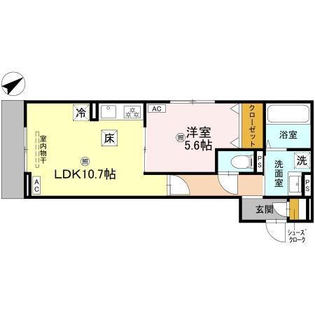 アルタ若竹ビュー(1LDK/1階)の間取り写真