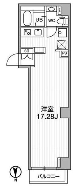 リテラス中目黒(ワンルーム/1階)の間取り写真