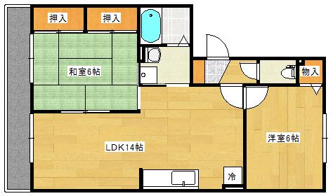 セゾン高取北弐番館(2LDK/2階)の間取り写真