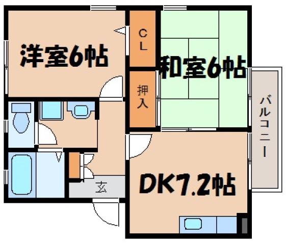 フォブール中野東(2DK/1階)の間取り写真