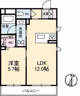 あーとグレイス旭(1LDK/2階)の間取り写真