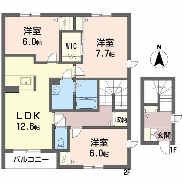 サン・プレジオ優(3LDK/2階)の間取り写真