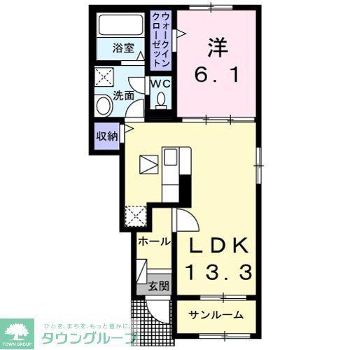 アイフラット東金 ノアール(1LDK/1階)の間取り写真