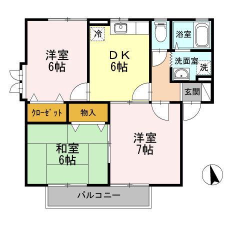 セゾン・ド・フルール A(3DK/1階)の間取り写真