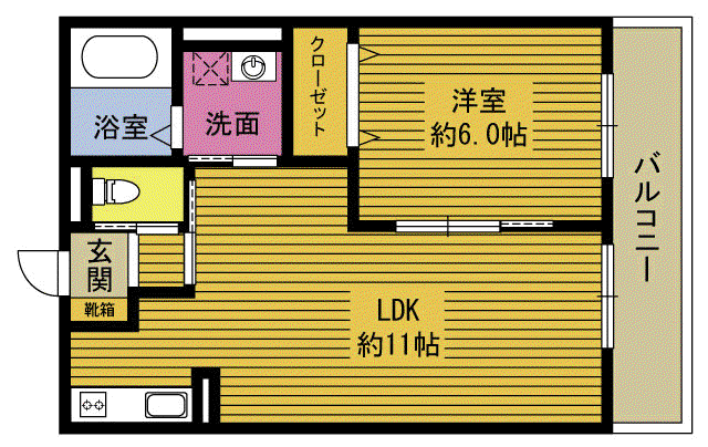 グランフェリオC(1LDK/2階)の間取り写真