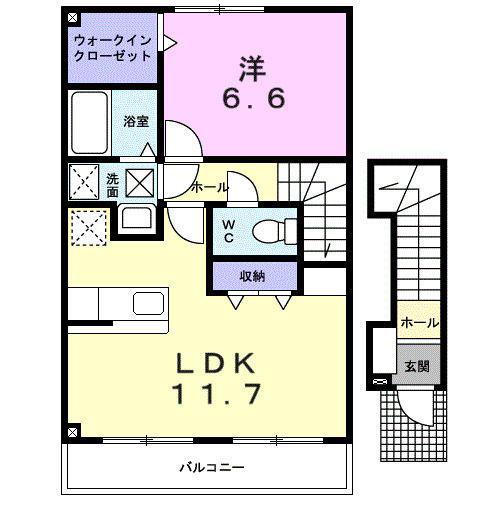 サンセールI(1LDK/2階)の間取り写真