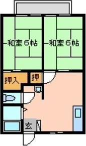 岡戸アーバンハイツ(2DK/2階)の間取り写真
