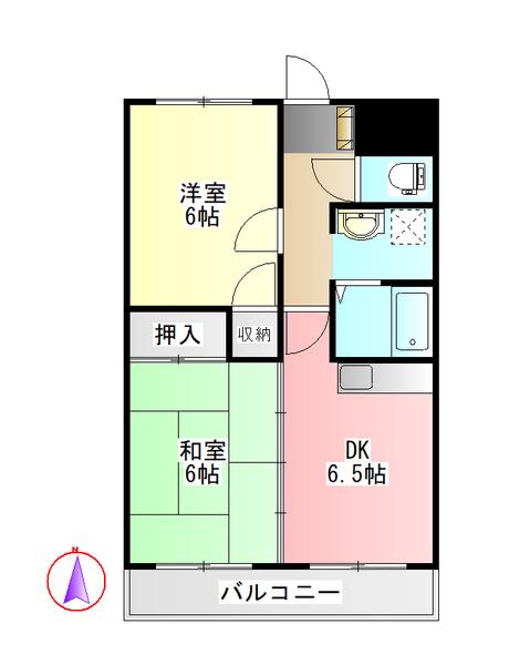 コーポ桂川(2DK/1階)の間取り写真