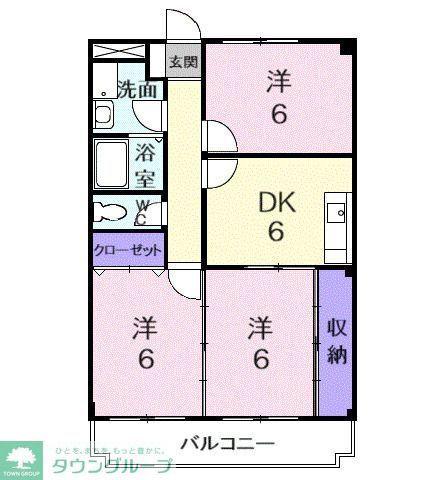 マリッチ久米川(3DK/3階)の間取り写真