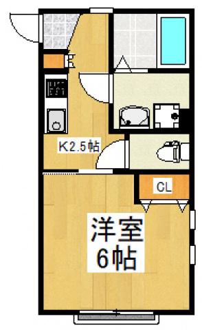 クレール青葉(1K/1階)の間取り写真