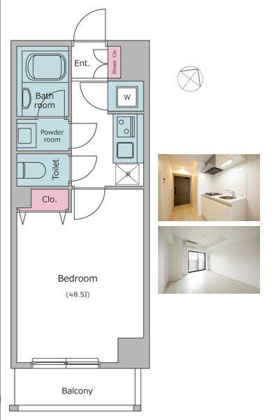 ドゥーエ西小山(1K/4階)の間取り写真