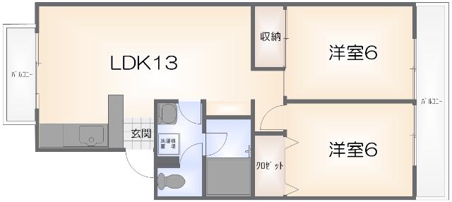 ドゥエル新蔵(2LDK/2階)の間取り写真