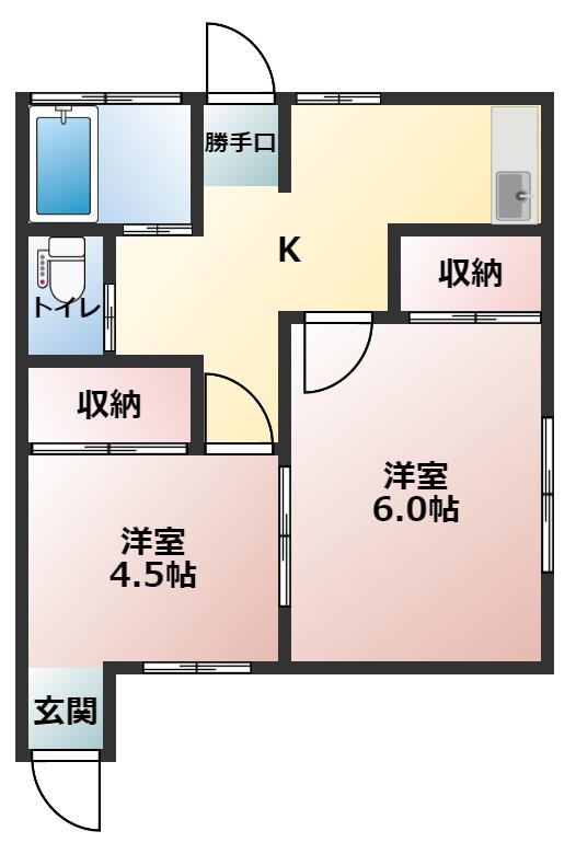 篠田コーポ(2K/1階)の間取り写真