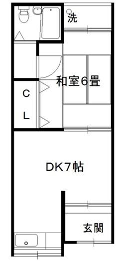 足代北2丁目連棟(1DK/1階)の間取り写真