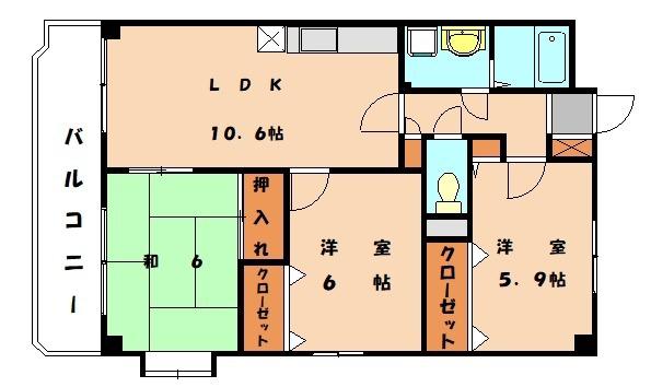 コンフォート香椎東(3LDK/2階)の間取り写真